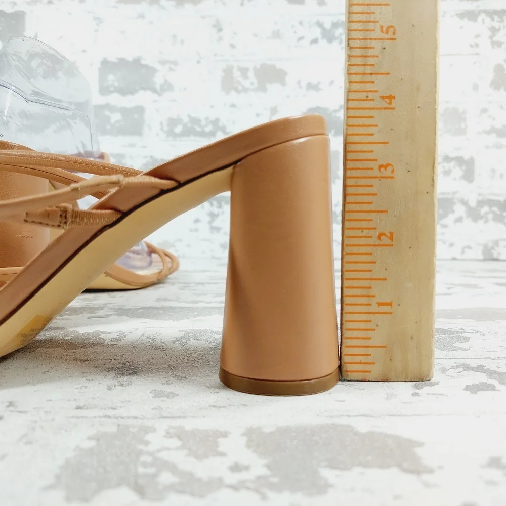 NEW Nine West Getcha 3 Faux Leather Slip On Heeled Sandals X428